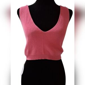 "SHEIN" Pink & Orange, Ribbed Lightweight Sweater Crop Tank Top